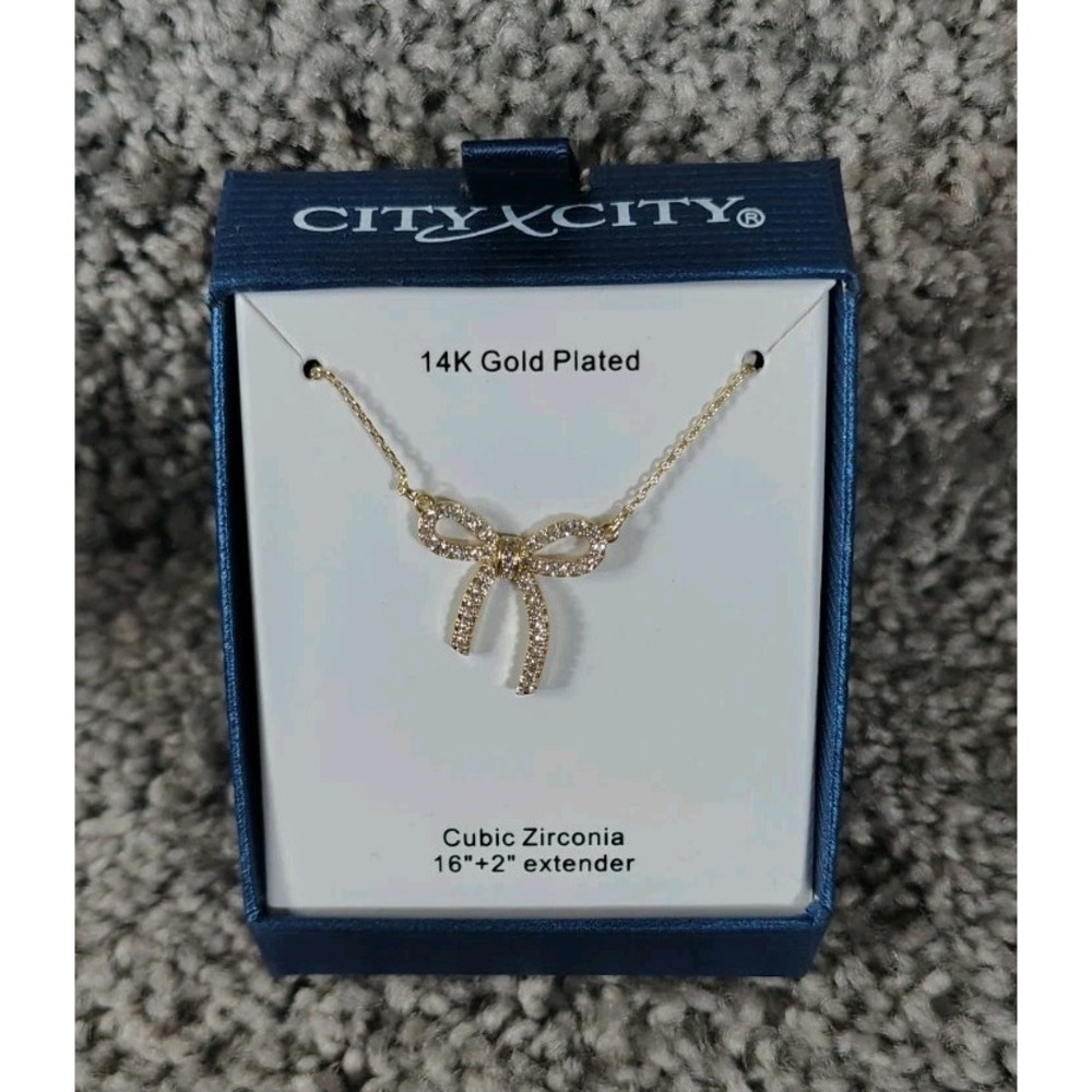 City X City Necklace 14k Gold Cubic Zirconia